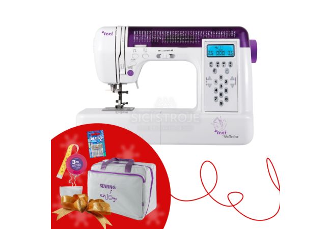 Šijací stroj TEXI BALLERINA veľkosti XL + prídavný stolček Xmass