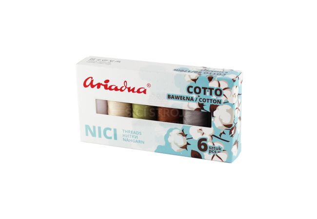 Zostava nití na stehovanie Cotto Earth Cotto 80/170 m - 6 farieb (zem)