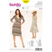 Strih Burda 6759 - Zavinovacie šaty, džersejové šaty, midi šaty