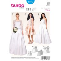 Strih Burda 6776 - Korzetové svadobné šaty so spodničkou, plesové šaty