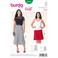 Strih Burda 6818 - Jednoduchá zvonová sukňa, dlhá sukňa