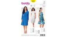 Strih Burda 6821 - Áčkové šaty, midi šaty, letné šaty