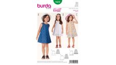 Strih Burda 9420 - Detské áčkové šaty s vreckami