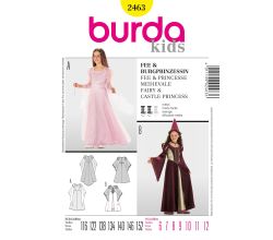Strih Burda 2463 - Detské stredoveké šaty, šaty pre princeznú / vílu