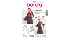 Strih Burda 2509 - Stredoveké šaty, klobúk so závojom