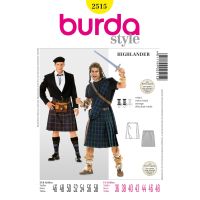 Strih Burda 2515 - Kilt, Highlander, Dobytok, William Wallace