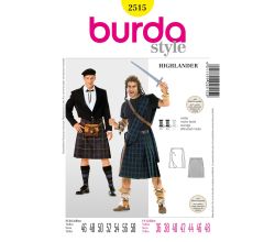 Strih Burda 2515 - Kilt, Highlander, Dobytok, William Wallace