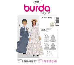 Strih Burda 2768 - Biedermeierovské šaty so spodničkou