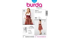 Strih Burda 7443 - Krojové šaty, krojová zásterka, krojová blúzka