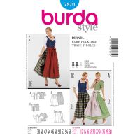 Strih Burda 7870 - Krojová sukňa, krojová zásterka, krojová blúzka