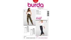 Strih Burda 7400 - Voľnočasové nohavice, nohavice s nápletom