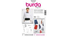 Strih Burda 3403 - Pánska vesta, kravata, motýlik, šál, smokingový pás