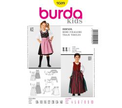 Strih Burda 9509 - Detské krojové šaty