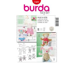 Strih Burda 7409 - Plyšový králik a medveď