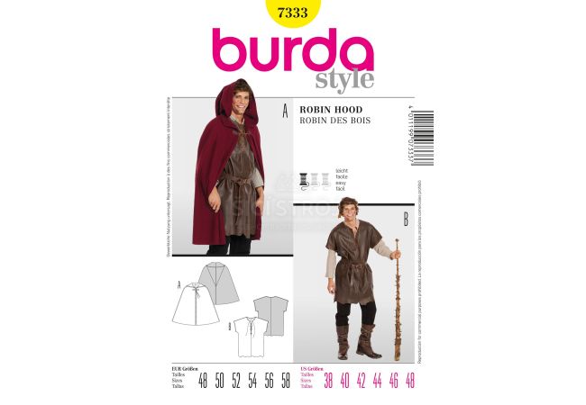 Strih Burda 7333 - Kostým Robin Hood