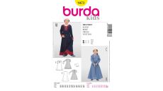 Strih Burda 9473 - Detské stredoveké šaty, čepiec