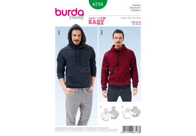Strih Burda 6718 - Pánska mikina
