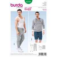 Strih Burda 6719 - Pánske tepláky, šortky, kraťasy