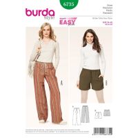 Strih Burda 6735 - Široké nohavice, šortky