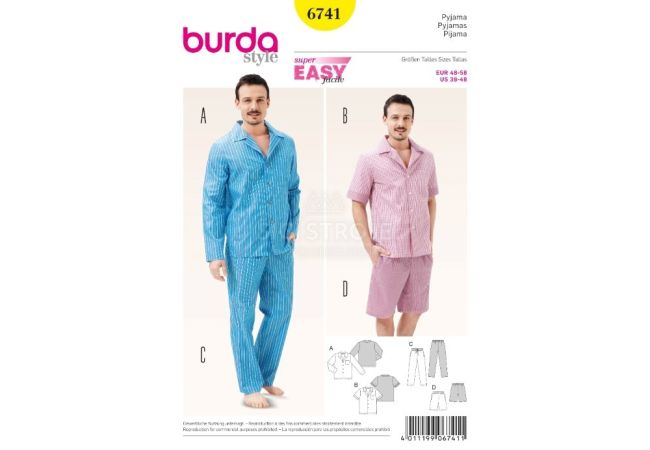 Strih Burda 6741 - Pánske pyžamo