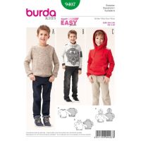 Strih Burda 9407 - Jednoduchá detská mikina, sveter