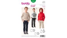 Strih Burda 9407 - Jednoduchá detská mikina, sveter