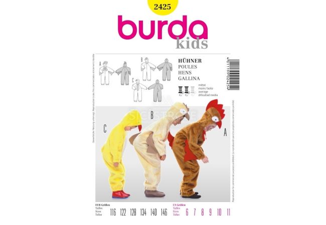 Strih Burda 2425 - Kuriatko, sliepočka, kohútik