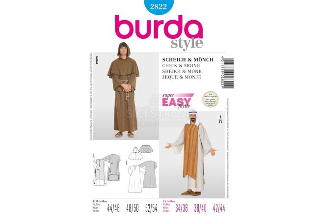 Strih Burda 2822 - Šejk, mních, kaftan, kutna