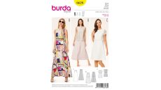 Strih Burda 6628 - Dlhé letné šaty, áčkové šaty, šaty s topom