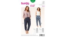 Strih Burda 6678 - Nohavice s pásom do gumy pre plnoštíhle