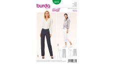 Strih Burda 6681 - Jednoduché rovné nohavice, trojštvrťové nohavice