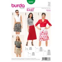 Strih Burda 6682 - Jednoduchá áčková sukňa, mini sukňa, dlhá sukňa