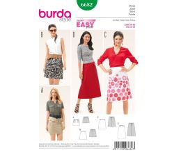 Strih Burda 6682 - Jednoduchá áčková sukne, mini sukne, dlhá sukňa