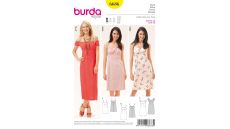 Strih Burda 6686 - Áčkové šaty na ramienka, šaty Carmen, empírové šaty