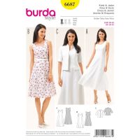 Strih Burda 6687 - Áčkové šaty, ľanové šaty, bolerko