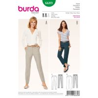 Strih Burda 6689 - Cigaretové nohavice, nohavice s pukmi