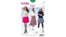 Strih Burda 6586 - Jednoduchá sukňa, áčková sukňa, mini sukňa, dlhá sukňa