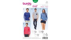 Strih Burda 6602 - Jednoduché tričko, tričko s kapucňou, tričko s dlhým rukávom, pánske tričko