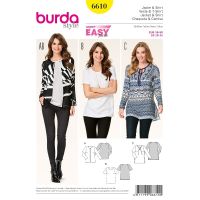 Strih Burda 6610 - Jednoduché tričko, tunika, blejzer