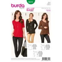 Strih Burda 6611 - Jednoduché tričko, dlhšie tričko