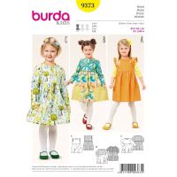Strih Burda 9373 - Detské šaty s vreckami