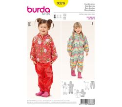 Strih Burda 9378 - Detská kombinéza, bunda s kapucňou, otepľovačky
