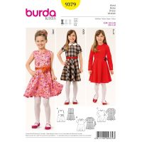 Strih Burda 9379 - Detské šaty s kolesovou sukňou