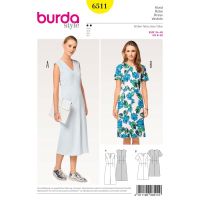 Strih Burda 6511 - Áčkové šaty, midi šaty