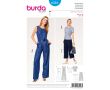 Strih Burda 6516 - Overal a nohavice so širokými nohavicami, top peplum