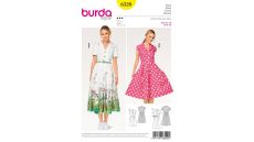 Strih Burda 6520 - Košeľové šaty, letné šaty, retro šaty