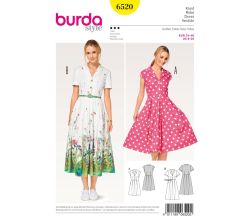 Strih Burda 6520 - Košeľové šaty, letné šaty, retro šaty