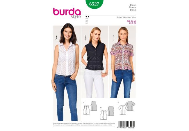 Strih Burda 6527 - Blúzka, košeľa