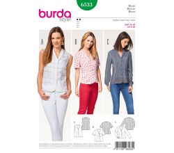 Strih Burda 6533 - Zapínacia blúzka, košeľa