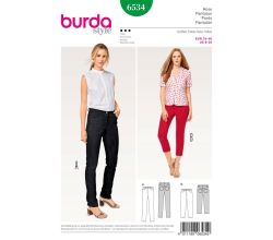 Strih Burda 6534 - Džínsy, džínsové nohavice, trojštvrťové nohavice